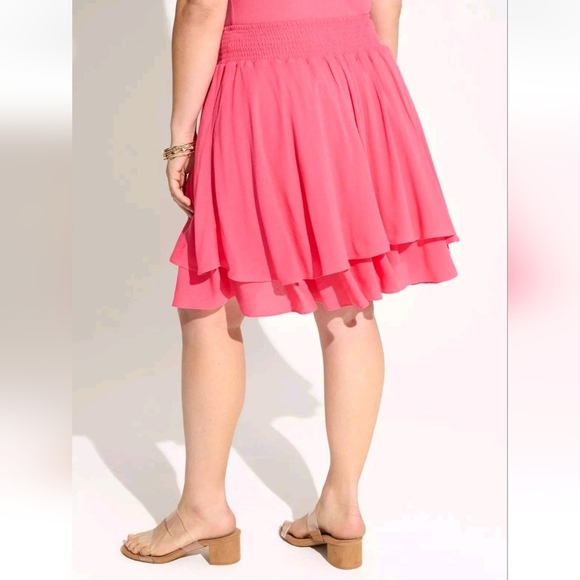 Torrid Coral Pink Tiered Minincrinkle gauze Skirt 3x - Picture 3 of 10